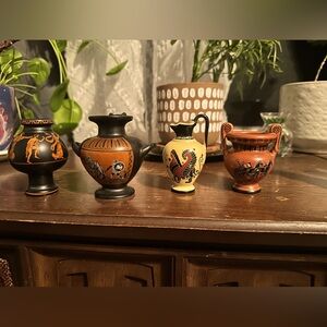 Vintage 1983 Japanese Ceramic Vase Miniature Made in Japan Greek Mythology